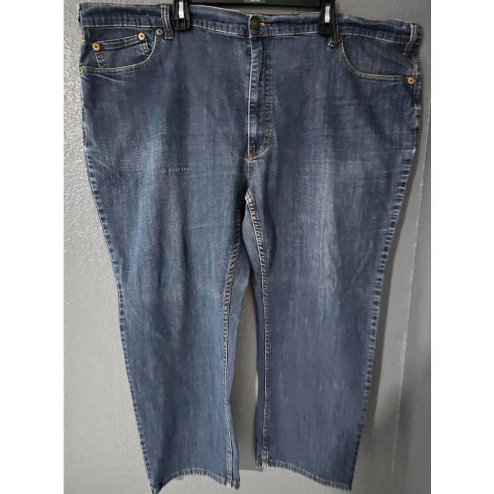 Men's True Nation Denim Jeans Pants Size 52x28 Blue Athletic Fit Straight Leg